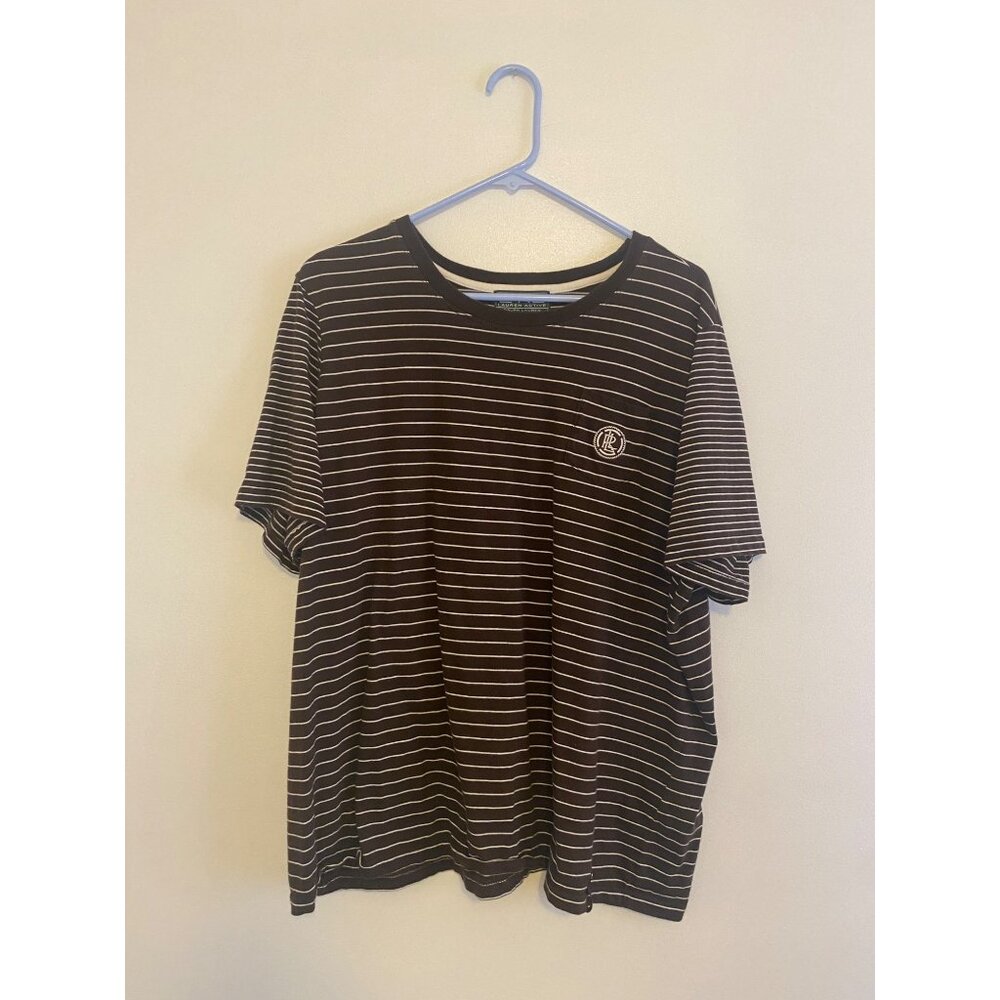 Lauren Ralph Lauren Active Brown & White Striped Cotton T-Shirt Size 3X